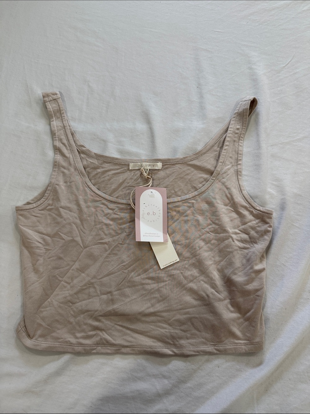 Z Supply Neutral Tank Bralette Crop Top in Light Taupe NWT